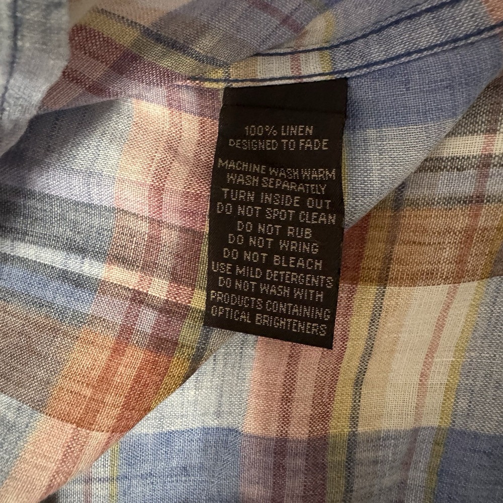 Rodd & Gunn Linen Shirt Men Large Plaid Blue Pink Short Sleeve Button Up - Picture 3 of 8